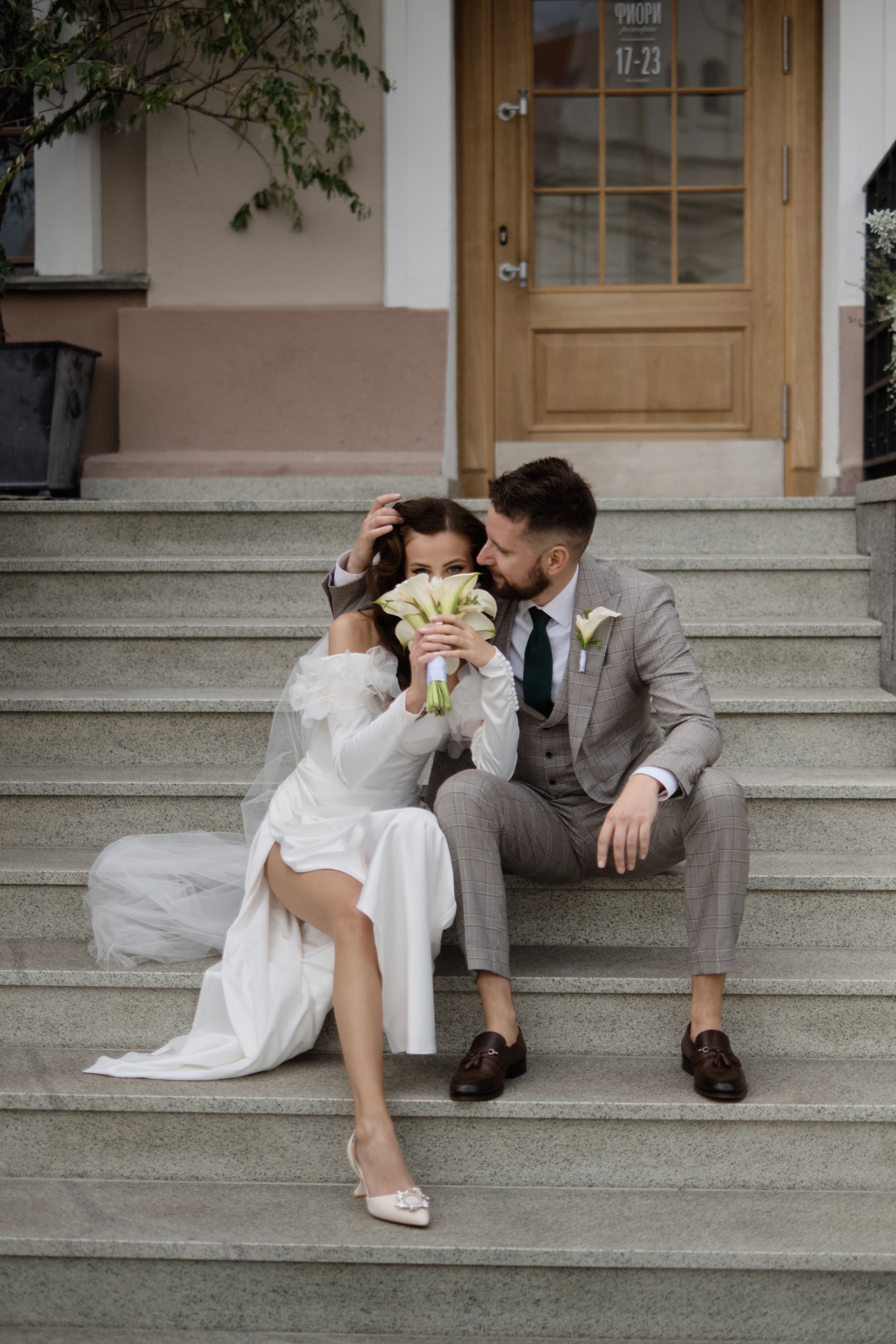 Elegant wedding portrait outdoors